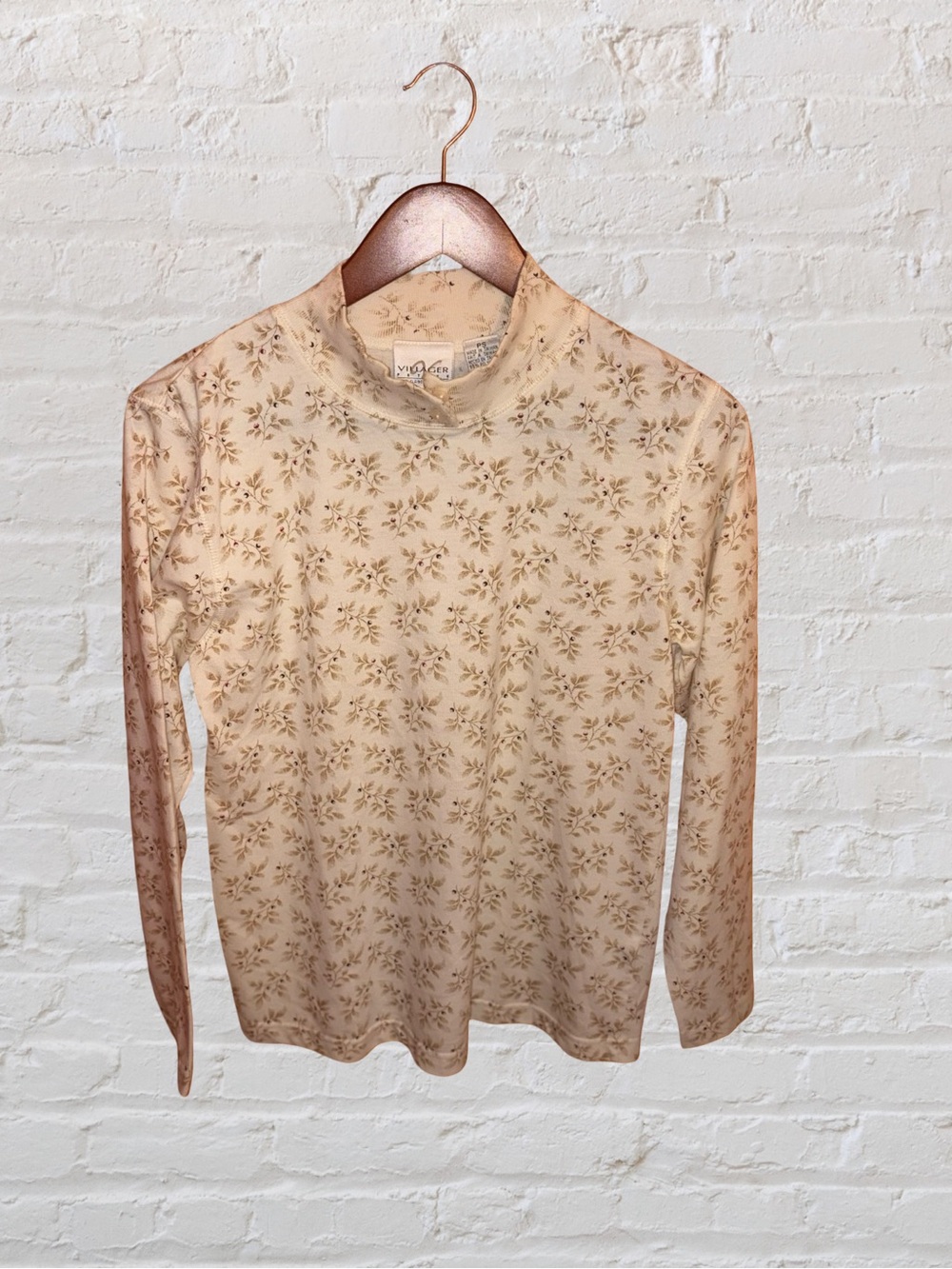 Vintage 90s Cottagecore Villager by Liz Claiborne Long-Sleeve Mock Neck Top